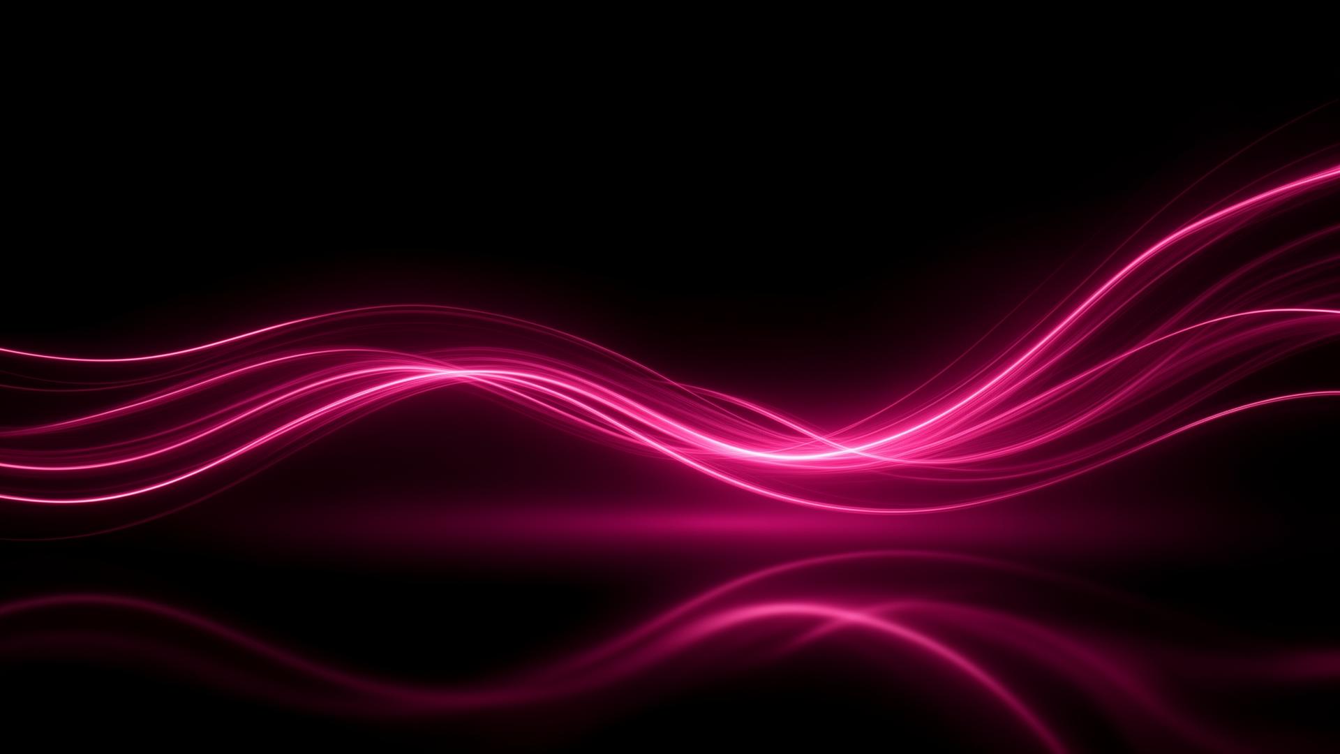 Ondas de luz rosa neón sobre fondo negro